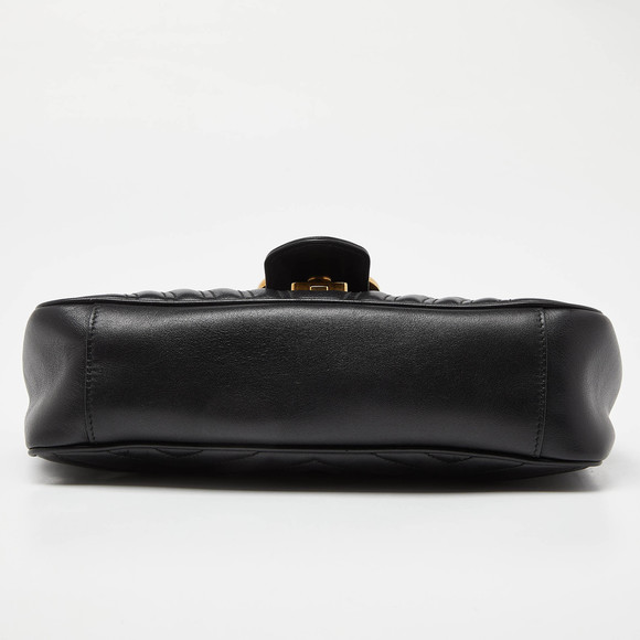 GUCCI Black Matelasse Leather Small GG Marmont Shoulder Bag - Picture 6 of 8
